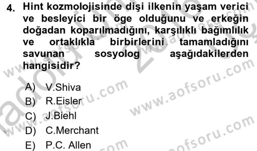 Aile Sosyolojisi Dersi 2016 - 2017 Yılı 3 Ders Sınav Soruları 4. Soru