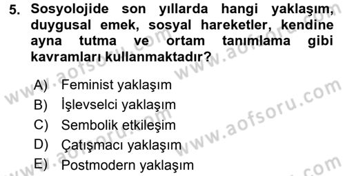 Aile Sosyolojisi Dersi 2016 - 2017 Yılı 3 Ders Sınav Soruları 5. Soru