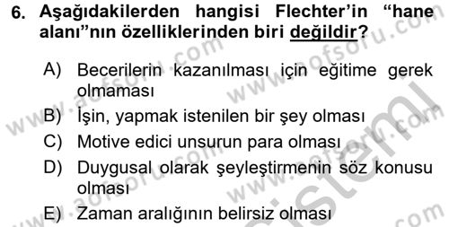 Aile Sosyolojisi Dersi 2016 - 2017 Yılı 3 Ders Sınav Soruları 6. Soru