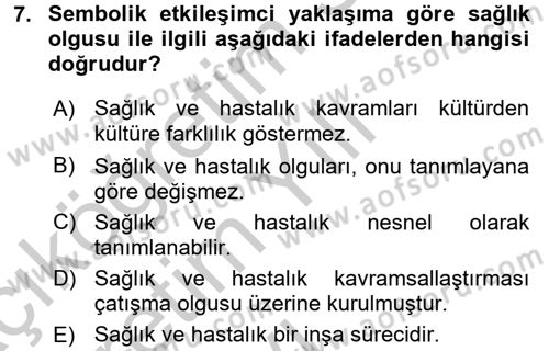 Aile Sosyolojisi Dersi 2016 - 2017 Yılı 3 Ders Sınav Soruları 7. Soru