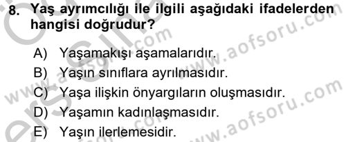 Aile Sosyolojisi Dersi 2016 - 2017 Yılı 3 Ders Sınav Soruları 8. Soru