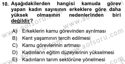 Aile Sosyolojisi Dersi 2016 - 2017 Yılı (Vize) Ara Sınav Soruları 10. Soru