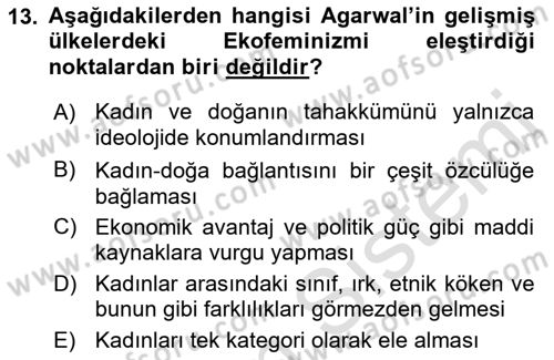 Aile Sosyolojisi Dersi Ara Sınavı Deneme Sınav Soruları 13. Soru