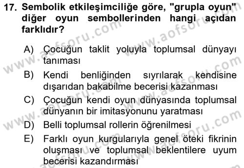 Aile Sosyolojisi Dersi Ara Sınavı Deneme Sınav Soruları 17. Soru