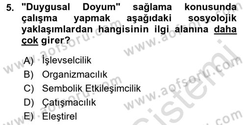 Aile Sosyolojisi Dersi 2016 - 2017 Yılı (Vize) Ara Sınav Soruları 5. Soru