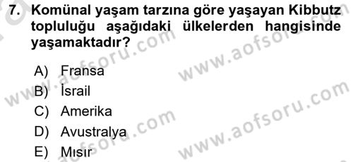 Aile Sosyolojisi Dersi 2016 - 2017 Yılı (Vize) Ara Sınav Soruları 7. Soru
