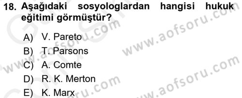 Aile Sosyolojisi Dersi 2016 - 2017 Yılı (Final) Dönem Sonu Sınav Soruları 18. Soru