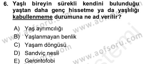 Aile Sosyolojisi Dersi 2016 - 2017 Yılı (Final) Dönem Sonu Sınav Soruları 6. Soru