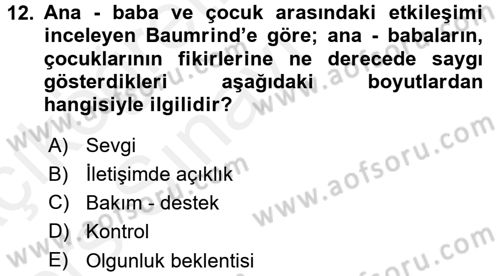 Aile Sosyolojisi Dersi 2017 - 2018 Yılı 3 Ders Sınav Soruları 12. Soru
