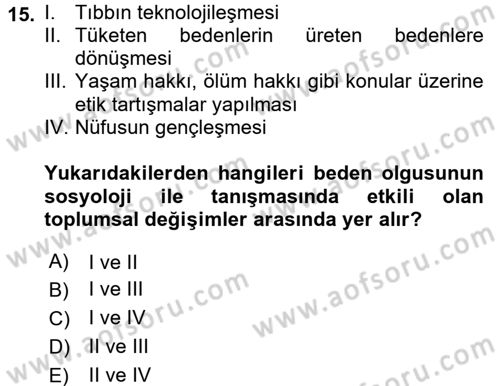 Aile Sosyolojisi Dersi 2017 - 2018 Yılı 3 Ders Sınav Soruları 15. Soru