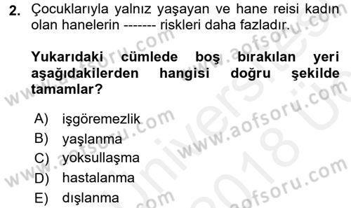 Aile Sosyolojisi Dersi 2017 - 2018 Yılı 3 Ders Sınav Soruları 2. Soru