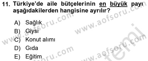 Aile Sosyolojisi Dersi 2017 - 2018 Yılı (Vize) Ara Sınavı 11. Soru