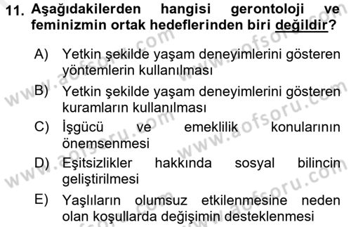 Aile Sosyolojisi Dersi 2017 - 2018 Yılı (Final) Dönem Sonu Sınav Soruları 11. Soru