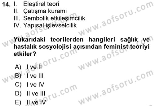 Aile Sosyolojisi Dersi 2017 - 2018 Yılı (Final) Dönem Sonu Sınav Soruları 14. Soru