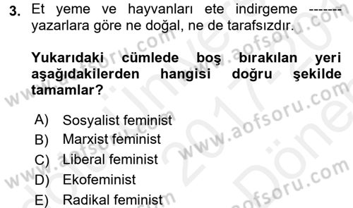 Aile Sosyolojisi Dersi 2017 - 2018 Yılı (Final) Dönem Sonu Sınav Soruları 3. Soru