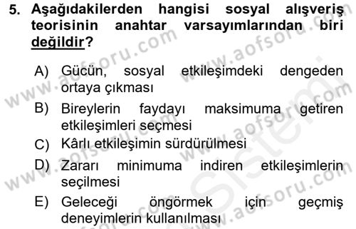 Aile Sosyolojisi Dersi 2017 - 2018 Yılı (Final) Dönem Sonu Sınav Soruları 5. Soru
