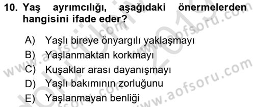 Aile Sosyolojisi Dersi 2018 - 2019 Yılı 3 Ders Sınav Soruları 10. Soru