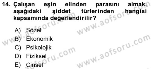 Aile Sosyolojisi Dersi 2018 - 2019 Yılı 3 Ders Sınav Soruları 14. Soru