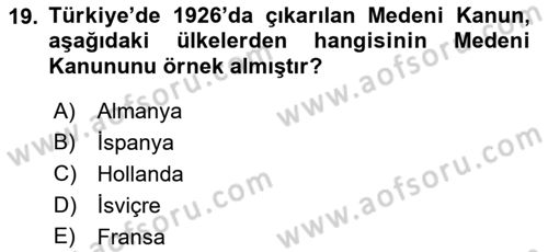 Aile Sosyolojisi Dersi 2018 - 2019 Yılı 3 Ders Sınav Soruları 19. Soru