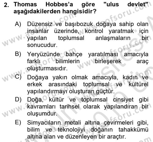 Aile Sosyolojisi Dersi 2018 - 2019 Yılı 3 Ders Sınav Soruları 2. Soru