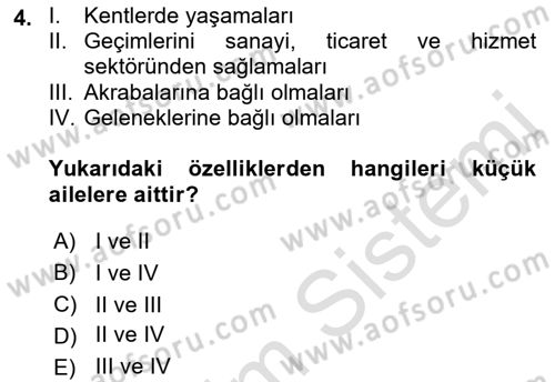 Aile Sosyolojisi Dersi 2018 - 2019 Yılı 3 Ders Sınav Soruları 4. Soru