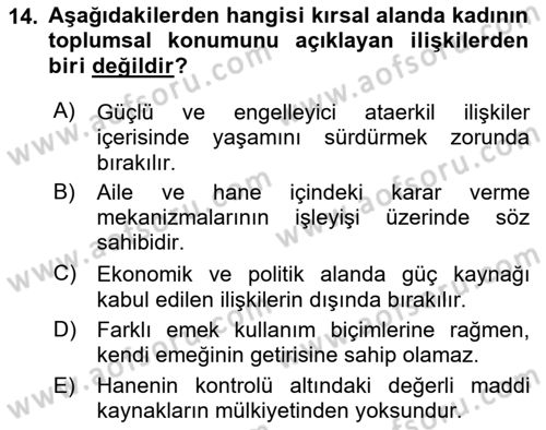 Aile Sosyolojisi Dersi 2018 - 2019 Yılı (Final) Dönem Sonu Sınav Soruları 14. Soru