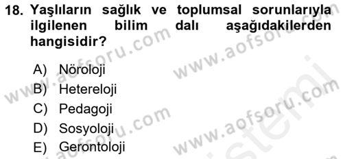 Aile Sosyolojisi Dersi 2018 - 2019 Yılı (Final) Dönem Sonu Sınav Soruları 18. Soru