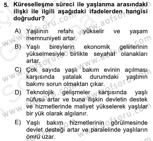 Aile Sosyolojisi Dersi 2018 - 2019 Yılı (Final) Dönem Sonu Sınav Soruları 5. Soru