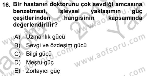 Aile Sosyolojisi Dersi 2018 - 2019 Yılı Yaz Okulu Sınavı 16. Soru