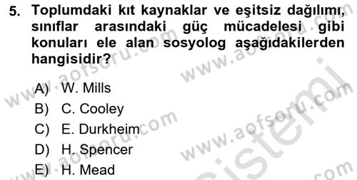 Aile Sosyolojisi Dersi 2019 - 2020 Yılı (Vize) Ara Sınav Soruları 5. Soru