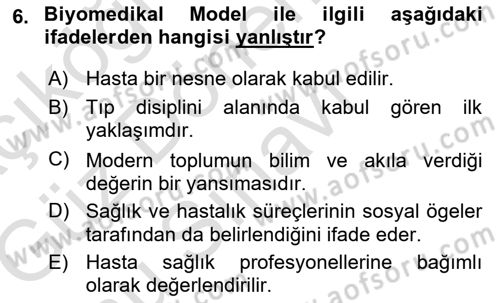 Aile Sosyolojisi Dersi 2019 - 2020 Yılı (Final) Dönem Sonu Sınav Soruları 6. Soru