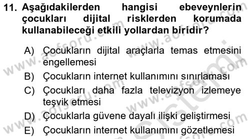Aile Sosyolojisi Dersi 2021 - 2022 Yılı (Vize) Ara Sınav Soruları 11. Soru