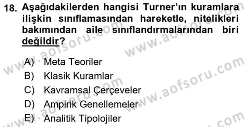 Aile Sosyolojisi Dersi 2021 - 2022 Yılı (Vize) Ara Sınav Soruları 18. Soru