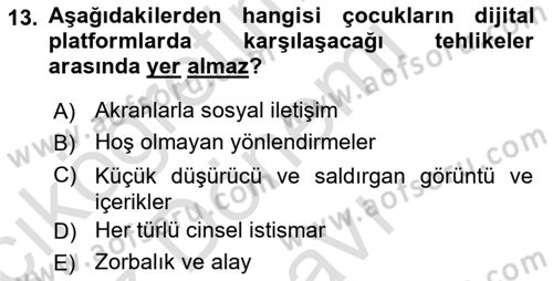 Aile Sosyolojisi Dersi 2021 - 2022 Yılı (Final) Dönem Sonu Sınav Soruları 13. Soru