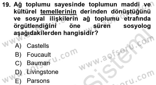 Aile Sosyolojisi Dersi 2021 - 2022 Yılı (Final) Dönem Sonu Sınav Soruları 19. Soru