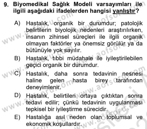 Aile Sosyolojisi Dersi 2021 - 2022 Yılı (Final) Dönem Sonu Sınav Soruları 9. Soru
