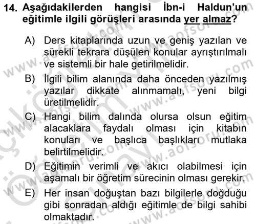 Aile Sosyolojisi Dersi 2021 - 2022 Yılı Yaz Okulu Sınav Soruları 14. Soru