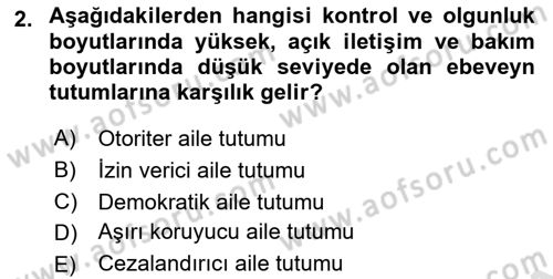 Aile Sosyolojisi Dersi 2021 - 2022 Yılı Yaz Okulu Sınav Soruları 2. Soru