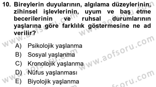 Aile Sosyolojisi Dersi 2022 - 2023 Yılı (Final) Dönem Sonu Sınav Soruları 10. Soru
