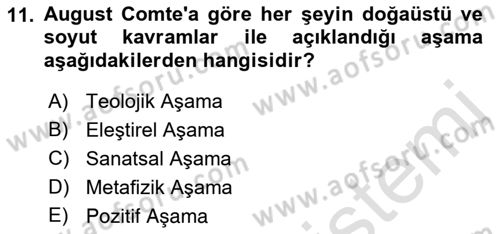 Aile Sosyolojisi Dersi 2022 - 2023 Yılı (Final) Dönem Sonu Sınav Soruları 11. Soru