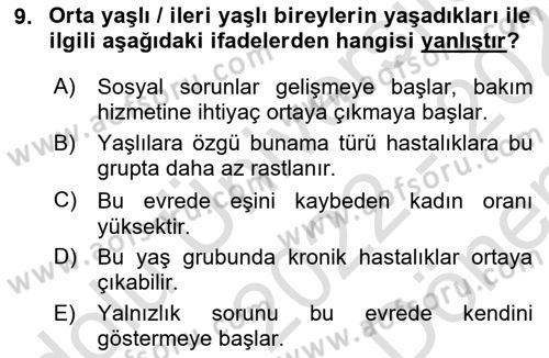 Aile Sosyolojisi Dersi 2022 - 2023 Yılı (Final) Dönem Sonu Sınav Soruları 9. Soru