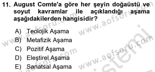 Aile Sosyolojisi Dersi 2022 - 2023 Yılı Yaz Okulu Sınav Soruları 11. Soru