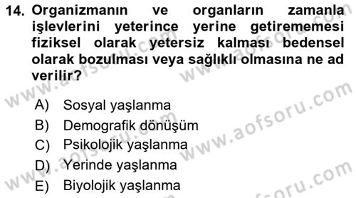 Aile Sosyolojisi Dersi 2022 - 2023 Yılı Yaz Okulu Sınav Soruları 14. Soru