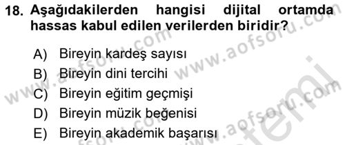Aile Sosyolojisi Dersi 2022 - 2023 Yılı Yaz Okulu Sınav Soruları 18. Soru