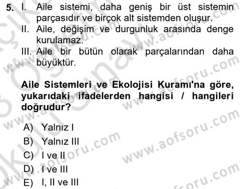 Aile Sosyolojisi Dersi 2022 - 2023 Yılı Yaz Okulu Sınav Soruları 5. Soru