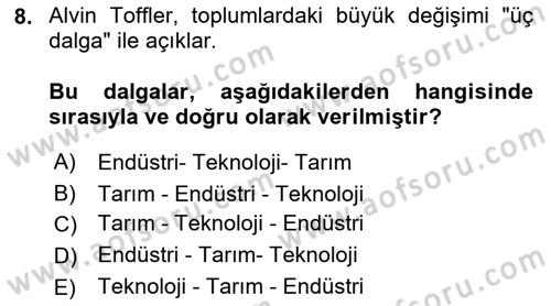 Aile Sosyolojisi Dersi 2023 - 2024 Yılı (Vize) Ara Sınav Soruları 8. Soru