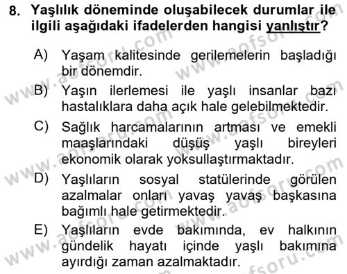 Aile Sosyolojisi Dersi 2023 - 2024 Yılı (Final) Dönem Sonu Sınav Soruları 8. Soru