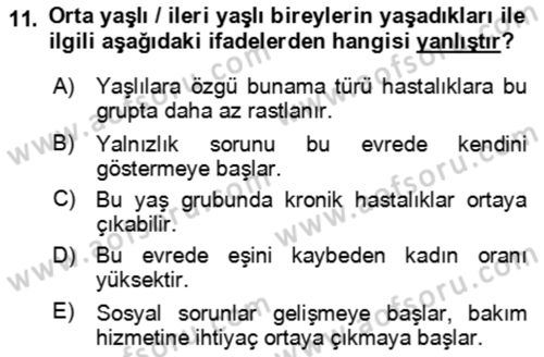 Aile Sosyolojisi Dersi 2023 - 2024 Yılı Yaz Okulu Sınav Soruları 11. Soru