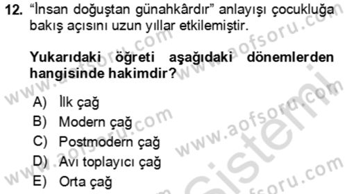 Aile Sosyolojisi Dersi 2023 - 2024 Yılı Yaz Okulu Sınav Soruları 12. Soru