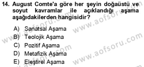 Aile Sosyolojisi Dersi 2023 - 2024 Yılı Yaz Okulu Sınav Soruları 14. Soru